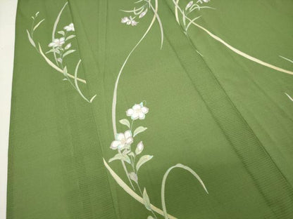 平和屋着物＊夏物 小紋 絽 草花文 洗える着物 CAAQ1230ghｍ