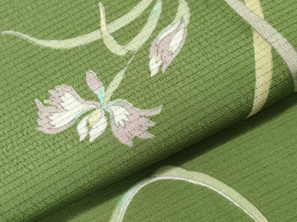 平和屋着物＊夏物 小紋 絽 草花文 洗える着物 CAAQ1230ghｍ