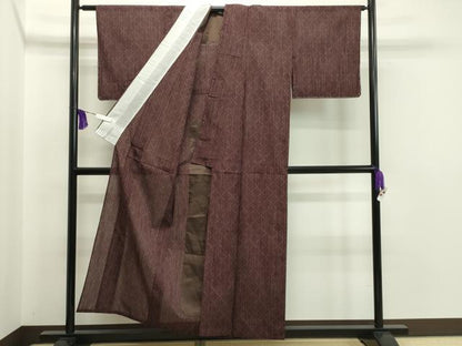 平和屋着物▽上質な紬 単衣 菱吉祥文 正絹 逸品 未使用 CAAT9788gh