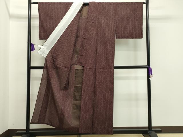 平和屋着物▽上質な紬 単衣 菱吉祥文 正絹 逸品 未使用 CAAT9788gh