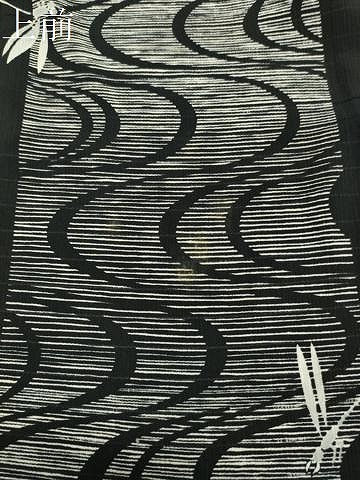 平和屋着物▽小紋 単衣 トンボ 黒地 洗える着物 CAAT9873gh