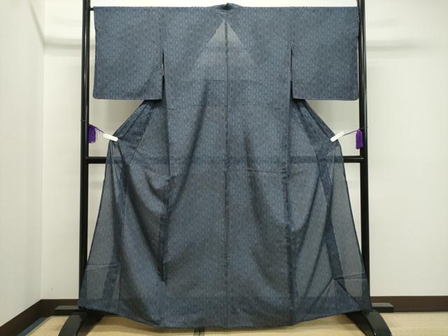 平和屋着物▽上質な小紋 単衣 麻の葉文様 正絹 逸品 CAAT9928gh