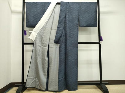 平和屋着物▽上質な小紋 単衣 麻の葉文様 正絹 逸品 CAAT9928gh