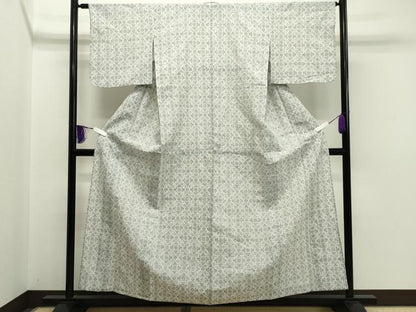 平和屋着物＊夏物　上布　菱吉祥花文　麻　逸品　CAAT9936gh