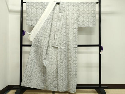 平和屋着物＊夏物　上布　菱吉祥花文　麻　逸品　CAAT9936gh