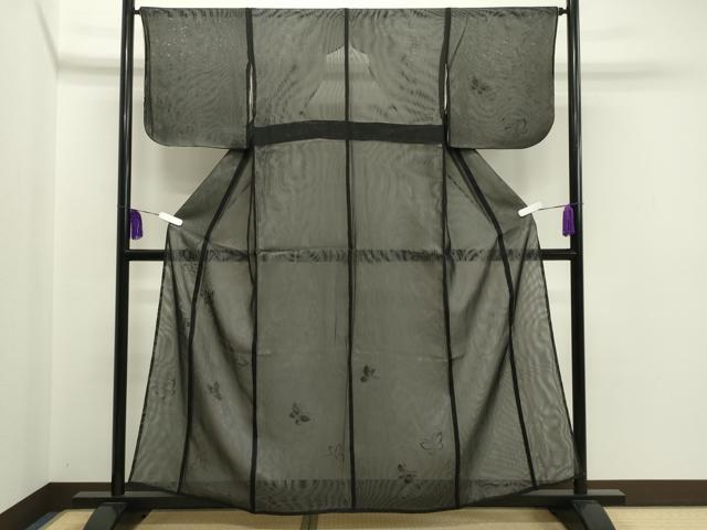 平和屋着物▽訪問着 無双 紗袷 紗×紗 舞蝶文 黒地 正絹 逸品 CAAX5746gh