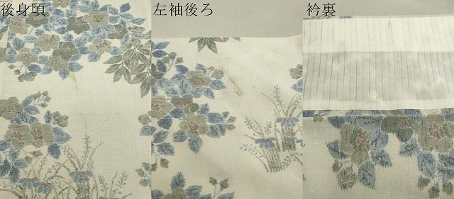 平和屋着物＊夏物 小千谷紬 紗 草花文 正絹 逸品 CAAT9969gh