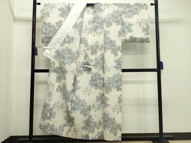 平和屋着物＊夏物 小千谷紬 紗 草花文 正絹 逸品 CAAT9969gh