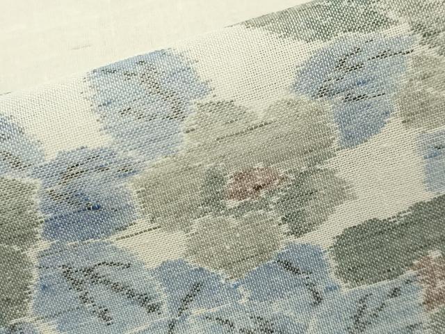 平和屋着物＊夏物 小千谷紬 紗 草花文 正絹 逸品 CAAT9969gh