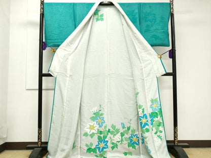 平和屋着物▽訪問着 無双 紗袷 紗×絽 枝花文 正絹 逸品 CAAU0061ev