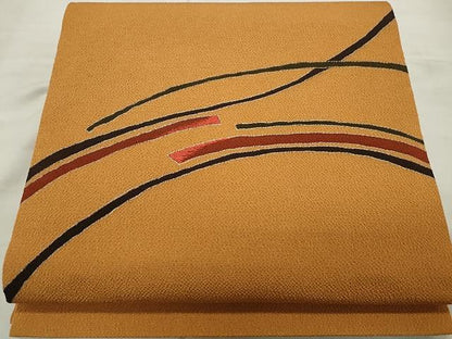 平和屋着物◎九寸開き名古屋帯 刺繍 吉祥文 金糸 鬼しぼ縮緬 正絹 逸品 CAAU0913yk