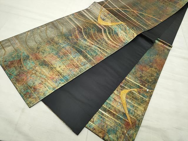 平和屋着物◎六通柄袋帯 動物吉祥文 金銀糸 引箔 正絹 逸品 CAAU0936yk