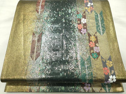 平和屋着物◎六通柄袋帯 唐織 舞花文 金銀糸 引箔 正絹 逸品 CAAU0949yk