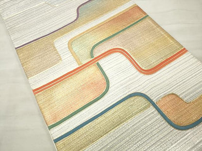 平和屋着物◎太鼓柄袋帯 駒刺繍 吉祥文 金銀糸 正絹 逸品 CAAU0958yk