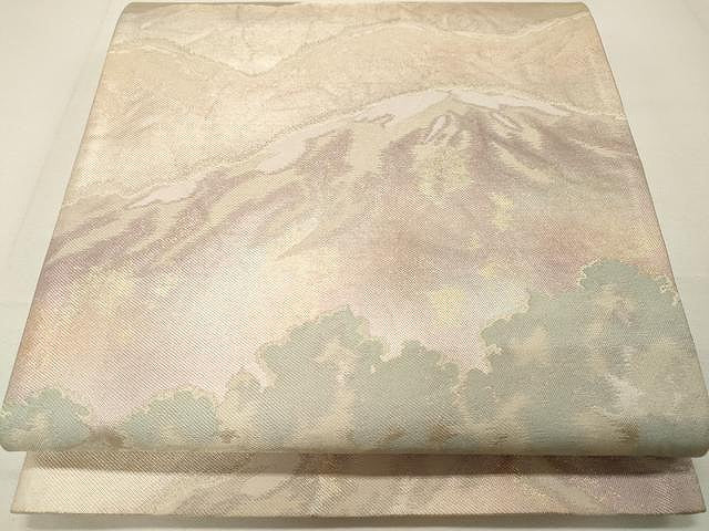 平和屋着物◎六通柄袋帯 遠山風景文 金銀糸 正絹 逸品 CAAU0991yk