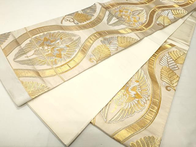 平和屋着物◎六通柄袋帯 立涌向鳥文 金銀糸 正絹 逸品 CAAU1008yk