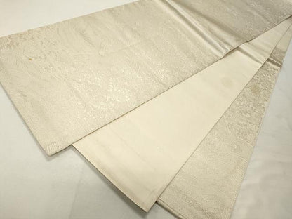 平和屋着物◎六通柄 本袋帯 鳳凰花文 銀糸 正絹 逸品 CAAU1010yk