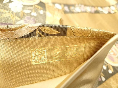 平和屋着物◎六通柄袋帯 唐織 稚献上小袖文 金糸 正絹 逸品 CAAU1012yk