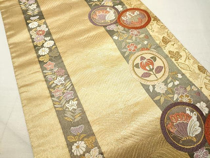平和屋着物◎六通柄袋帯 唐織 稚献上小袖文 金糸 正絹 逸品 CAAU1012yk