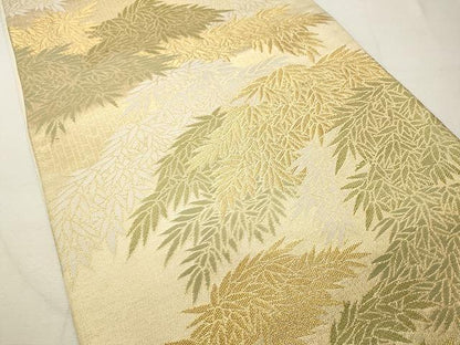 平和屋着物◎六通柄袋帯 笹文 金糸 正絹 逸品 CAAU1024yk