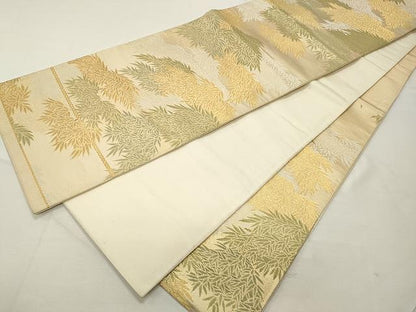 平和屋着物◎六通柄袋帯 笹文 金糸 正絹 逸品 CAAU1024yk