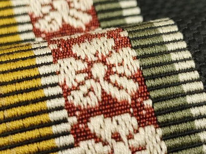 平和屋着物●本場筑前博多織 八寸名古屋帯 花間道 黒地 正絹 逸品 CAAU1040yk