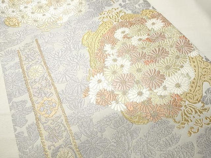 平和屋着物●六通柄袋帯　唐織　舞花文　金糸　正絹　逸品　CAAU1055yk