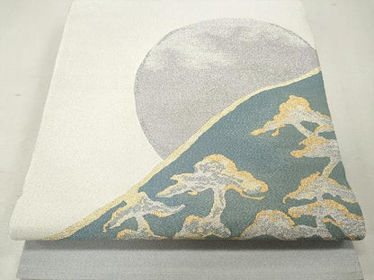 平和屋着物●爪掻き本綴れ　太鼓柄袋帯　満月　枝松文　金銀糸　正絹　逸品　未使用　CAAU1091yk