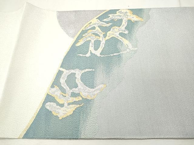 平和屋着物●爪掻き本綴れ　太鼓柄袋帯　満月　枝松文　金銀糸　正絹　逸品　未使用　CAAU1091yk