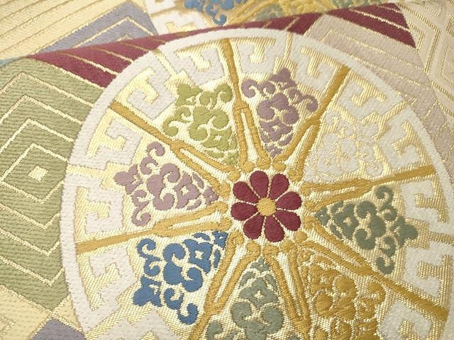 平和屋着物○六通柄袋帯 唐織 正倉院菱花文 金糸