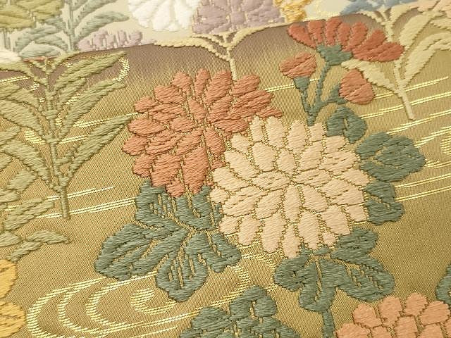 平和屋着物●六通柄袋帯　唐織　四季秋草好み　金糸　正絹　逸品　CAAU1105yk