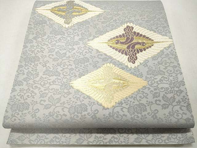 平和屋着物●六通柄袋帯　唐織　菱飛鶴文　金糸　正絹　逸品　CAAU1115yk 平和屋着物○六通柄袋帯 唐織 菱飛鶴文 金糸 正絹 逸品