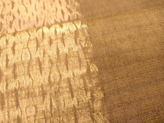 平和屋着物●両面　全通柄袋帯　紬地　杢目絞り　霞文　正絹　逸品　CAAU1118yk