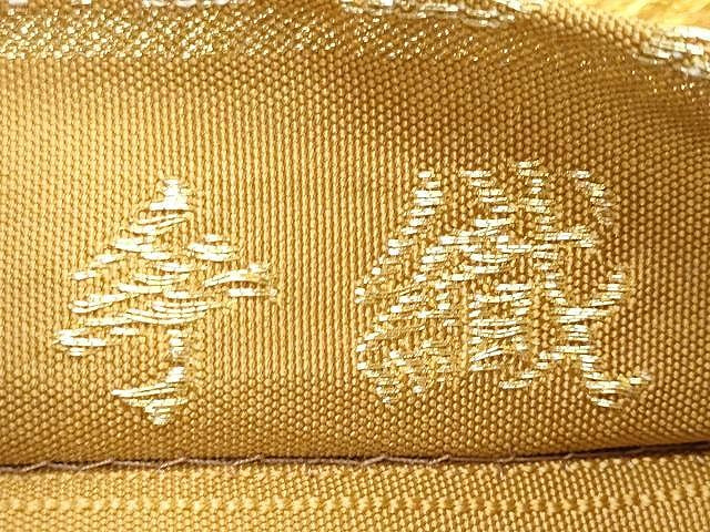 平和屋着物●六通柄袋帯　唐織　手織　枝松葉文　金糸　正絹　逸品　CAAU1127yk