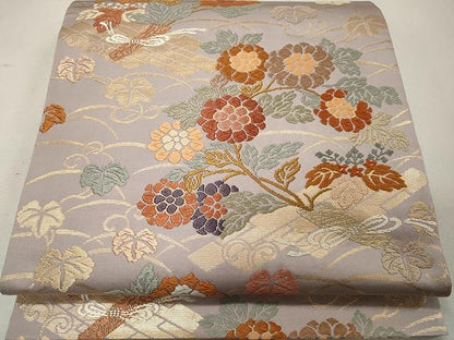 平和屋着物●六通柄袋帯 唐織 舞花文 金糸 正絹 逸品 CAAU1132yk