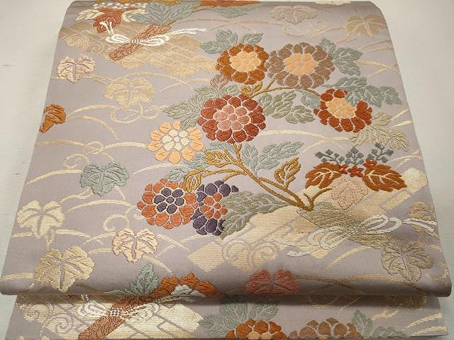 平和屋着物●六通柄袋帯 唐織 舞花文 金糸 正絹 逸品 CAAU1132yk