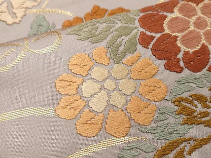 平和屋着物●六通柄袋帯 唐織 舞花文 金糸 正絹 逸品 CAAU1132yk