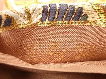 平和屋着物●六通柄袋帯 唐織 頌寿錦 更紗花文 金糸 正絹 逸品 CAAU1143yk