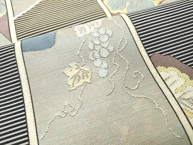 平和屋着物●六通柄袋帯 唐織 葡萄蔦の葉文 金糸 引箔 正絹 逸品 CAAU1153yk