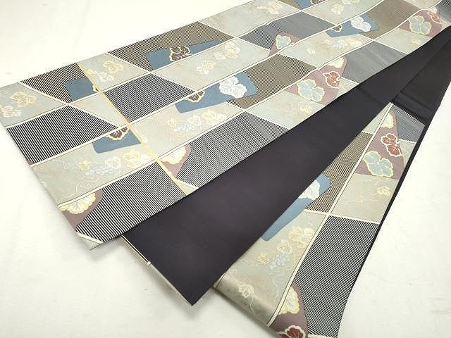 平和屋着物●六通柄袋帯 唐織 葡萄蔦の葉文 金糸 引箔 正絹 逸品 CAAU1153yk