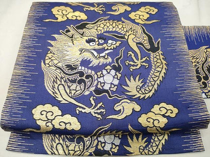 平和屋着物●アンティーク　大正ロマン　九寸名古屋帯　五爪龍　金銀糸　正絹　逸品　CAAU1168yk