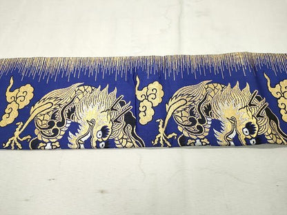 平和屋着物●アンティーク　大正ロマン　九寸名古屋帯　五爪龍　金銀糸　正絹　逸品　CAAU1168yk