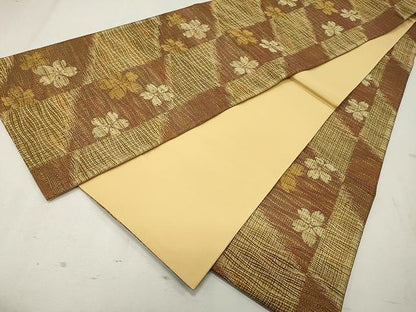 平和屋着物●全通柄袋帯　作家物　泥染め　紬地　舞花文　やまと誂製　正絹　逸品　CAAU1177yk