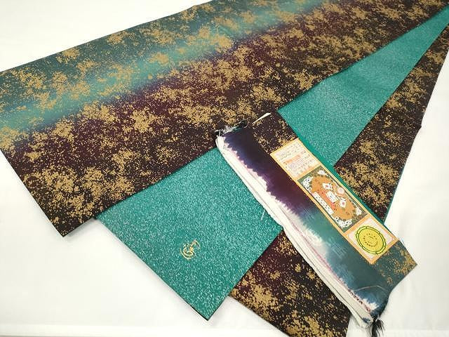 平和屋着物●両面　全通柄袋帯　本場縞大島紬　作家物　霞文　金彩　証紙付き　上代38万　正絹　逸品　CAAV5205yk