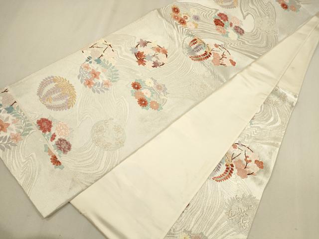 平和屋着物◎六通柄袋帯 唐織 流水花丸文 金銀糸 正絹 逸品 CAAU1307ft