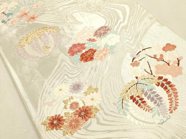 平和屋着物◎六通柄袋帯 唐織 流水花丸文 金銀糸 正絹 逸品 CAAU1307ft
