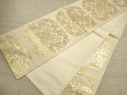平和屋着物◎六通柄袋帯 唐草文 金糸 正絹 逸品 CAAU1332ft