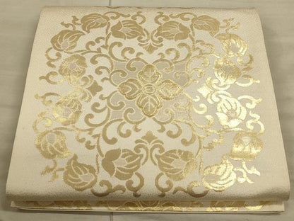 平和屋着物◎六通柄袋帯 唐草文 金糸 正絹 逸品 CAAU1332ft