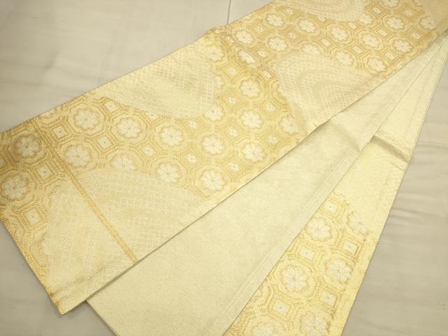 平和屋着物◎佐賀錦 六通柄袋帯 蜀江花文 金糸 正絹 逸品 CAAU1334ft