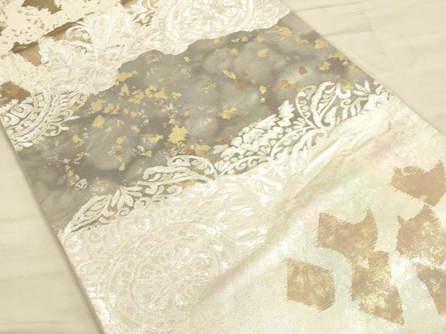 平和屋着物◎六通柄袋帯　道長正倉院花文　金銀糸　正絹　逸品　CAAU1336ft